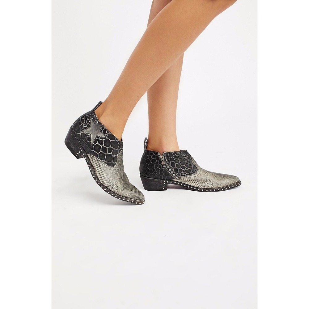 Farylrobin + Free People Westley Ankle Booties in Black/Gray Size 6